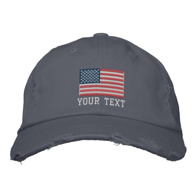 Custom embroidered hats with American flag logo (Front)