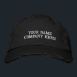 Custom Embroidered Text Baseball Cap Design Perso<br><div class="desc">Create a one-of-a-kind cap with this Custom Text & Logo Embroidered Hat, designed for both business promotion and personal style. Easily personalize your hat by choosing your font, thread color, hat color, and size, then add your name, company logo, slogan, website, phone number, social media handle, or custom text. This...</div>