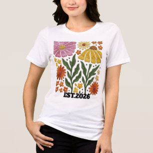 Custom Embroidery Retro Wildflower Garden Floral G Tri-Blend Shirt