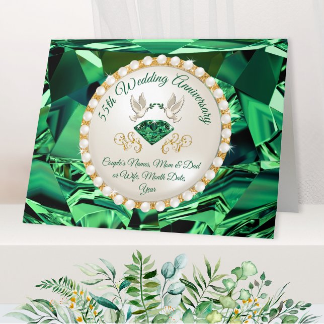 Custom Emerald, 55th Wedding Anniversary Cards (55th wedding anniversary cards. 55th anniversary card. Emerald wedding anniversary ideas. Emerald!)