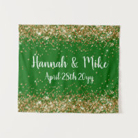 Custom Emerald & Gold Wedding Backdrop Photo Booth