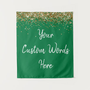 Custom Emerald Green and Gold Birthday Party Photo Tapestry