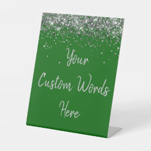 Custom Emerald Green Birthday Party Your Text Here Pedestal Sign