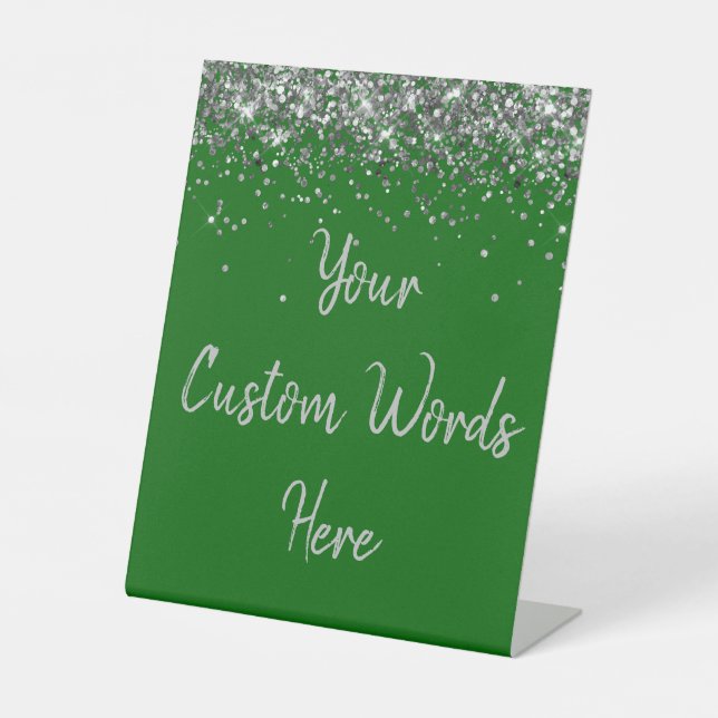 Custom Emerald Green Birthday Party Your Text Here Pedestal Sign (Front)
