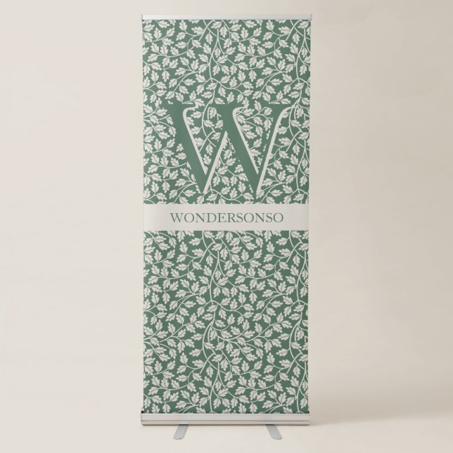 Custom Emerald Green Flower Pattern Retractable Banner (Front)