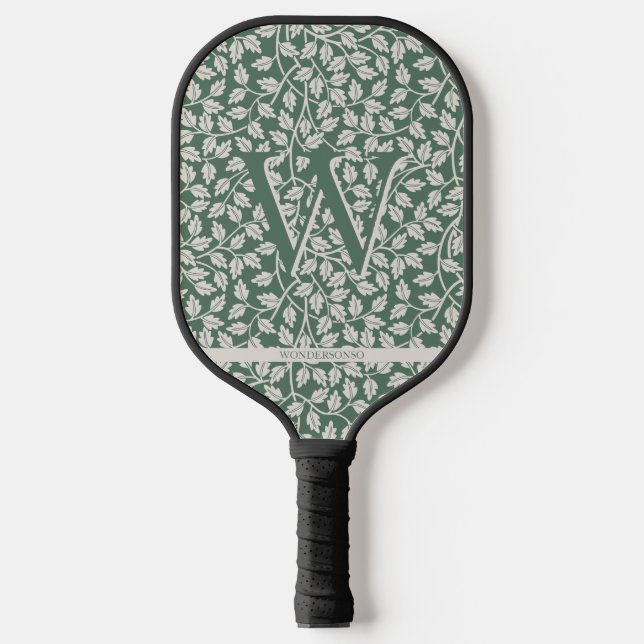 Custom Emerald Green Flower Pickleball Paddle (Front)