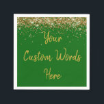 Custom Emerald Green & Gold Glitter Birthday Party Napkin<br><div class="desc">personalised sweet 16 paper napkin,  personalised 1st 15th 16th serviette,  wedding reception cocktail hen do,  quinceanera mis quince for her,  couple rehearsal dinner vow renewal,  daughter bridal shower high school,  son college graduate baby boy,  25th anniversary 30th 40th 50th,  girl bachelorette weekend night 18th,  20th 21st wife husband graduation</div>