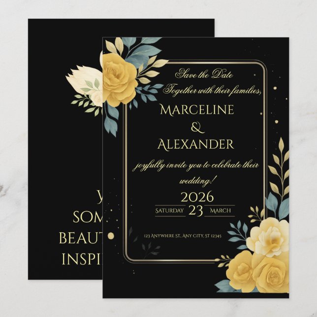 Custom Emerald & Ivory Botanical Invitation (Front/Back)