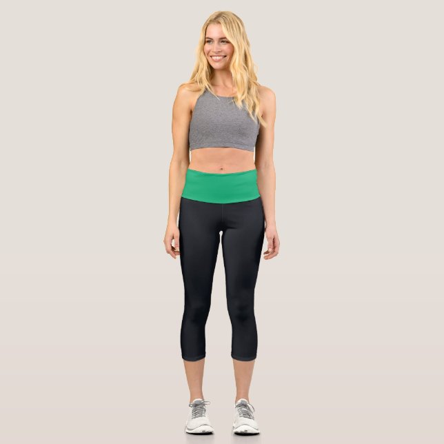 Custom Emerald Waist & Black High Waisted Capris (Front)