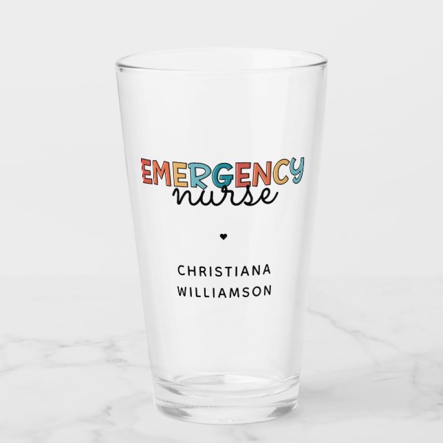 Custom Emergency Nurse ER Nurse Personalised Gifts Glass (Front)