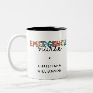Custom Emergency Nurse ER Nurse Personalized Gifts Two-Tone Coffee Mug