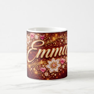 Custom Emma Gold Pink Hearts Romantic Coffee Gift Mug