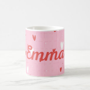 Custom Emma Name Pink Romantic Hearts Coffee Mug