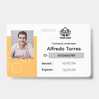 Custom Employee Badge, Name Photo, Corporate, Logo ID Badge