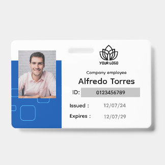 Custom Employee Badge, Name Photo, Corporate, Logo ID Badge