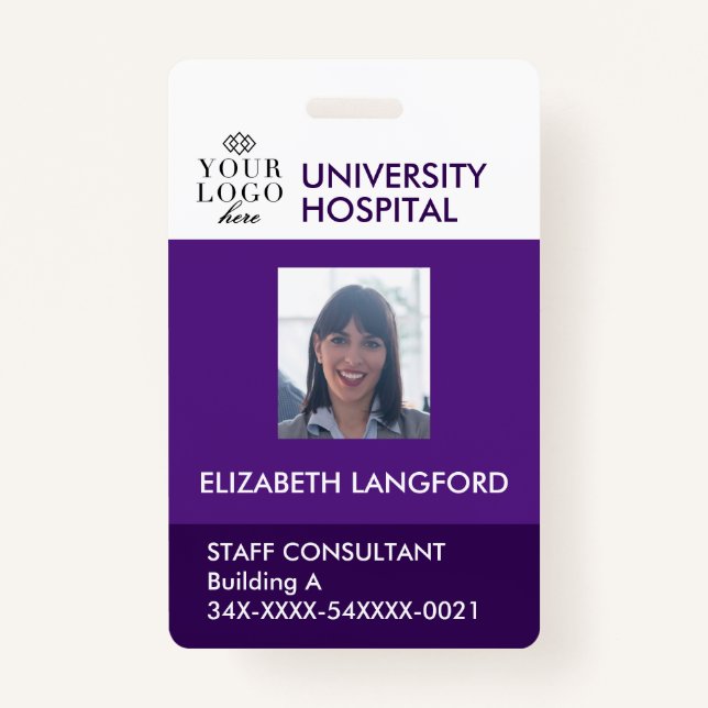 Custom Employee Badge | Photo, Logo and Color ID Badge (Front)