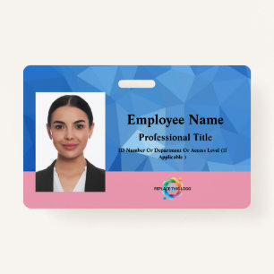 Custom Employee Badge with Photo, Barcode, Logo, ID Badge