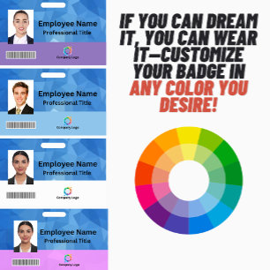 Custom Employee Badge with Photo, Barcode, Logo, ID Badge