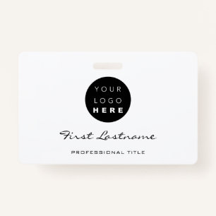 Custom Employee Bar Code Logo Name Black White ID Badge
