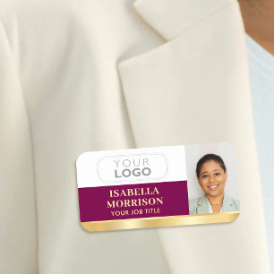 Custom Employee Branded Pink Gold Magnetic or Pin Name Tag