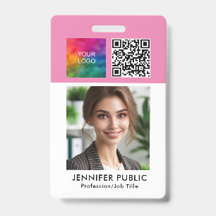 Custom Employee Company QR Code Logo Template ID Badge