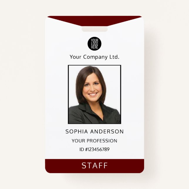 Custom Employee Corporate Business Logo Photo ID   ID Badge (Front)