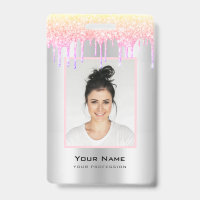 Custom Employee Glitter Drips Pastel Colours Name
