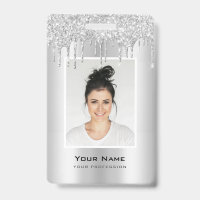 Custom Employee Glitter Drips Silver Grey Name