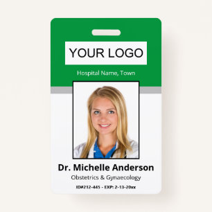 Custom Employee Green Doctor Photo Identity ID Badge