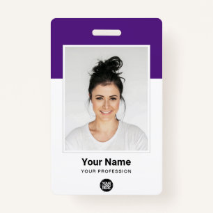 Custom Employee huge Photo Qr Bar Code Logo Name ID Badge