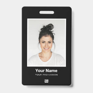 Custom Employee huge Photo Qr Bar Code Logo Name ID Badge