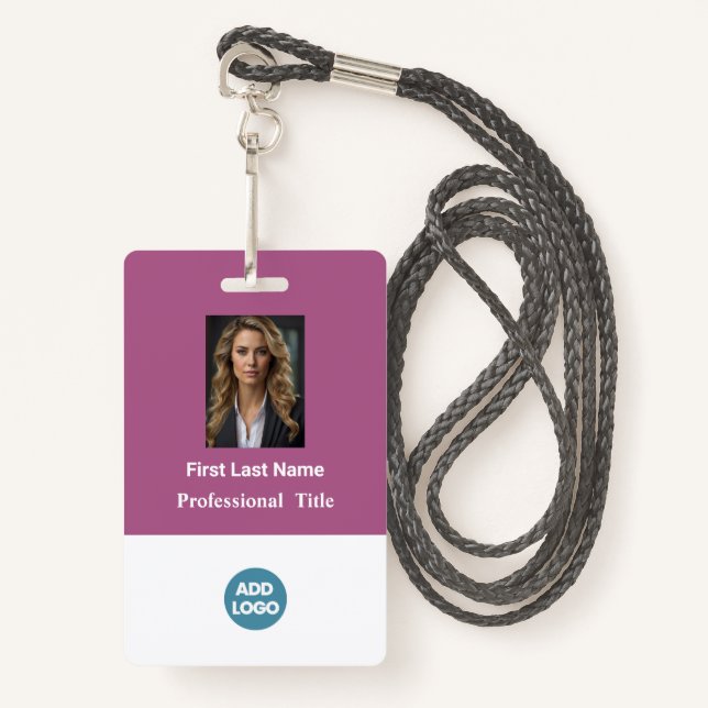 Custom Employee ID Badge - Name, Photo, Logo,.. (Front with Lanyard)