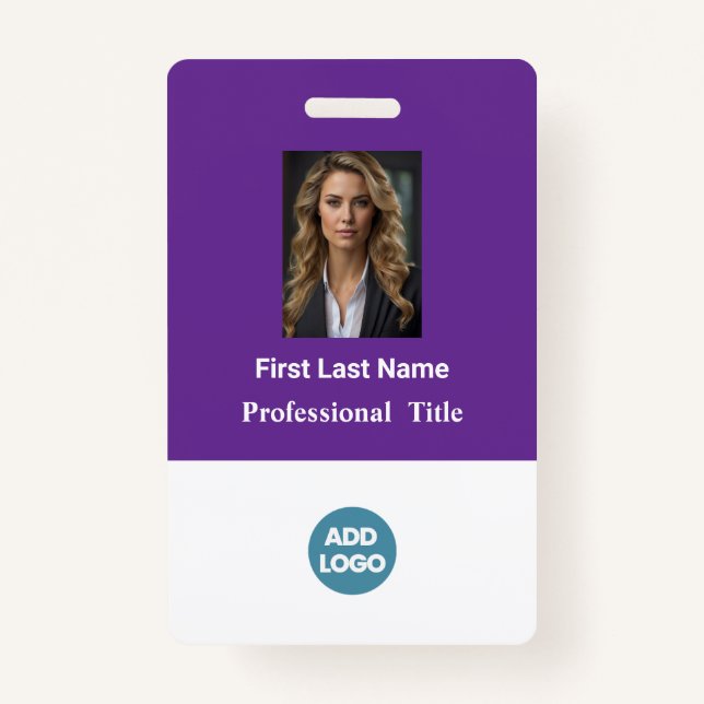 Custom Employee ID Badge - Name, Photo, Logo,.. (Front)