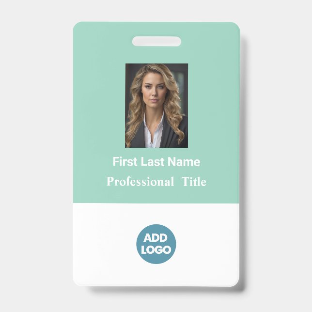 Custom Employee ID Badge - Name, Photo, Logo,.. (Front)