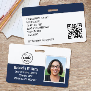 Custom Employee ID Badge Photo Logo Security Navy