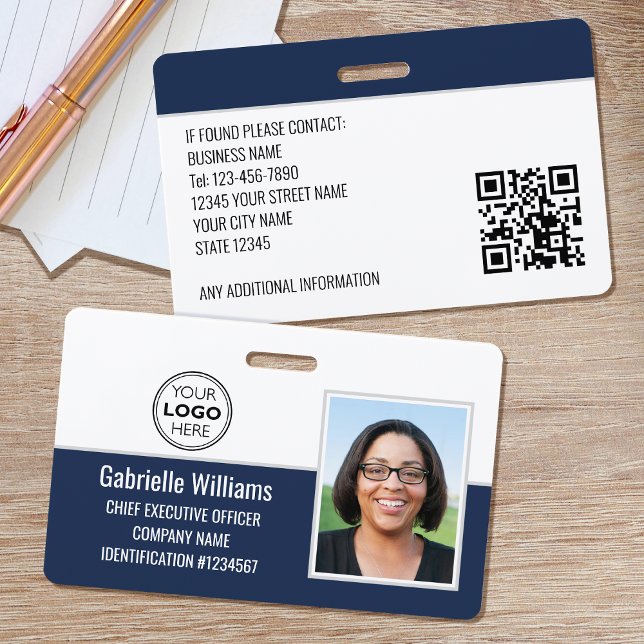 Custom Employee ID Badge Photo Logo Security Navy (Creator Uploaded)