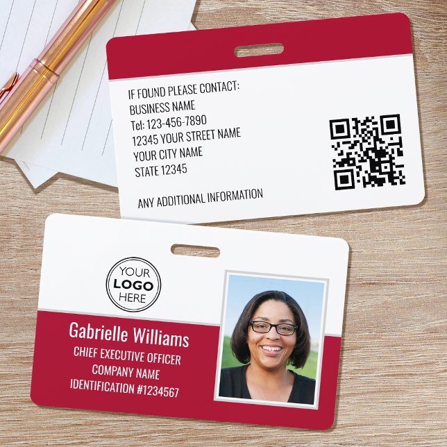 Custom Employee ID Badge Photo Logo Security Red (Creator Uploaded)