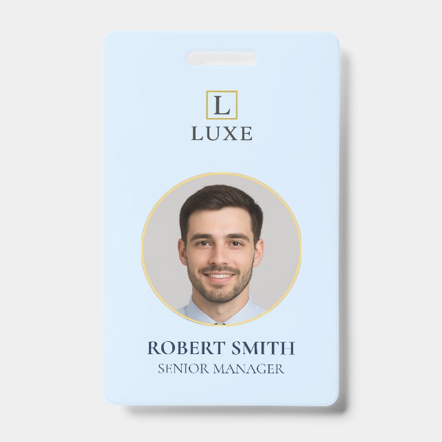 Custom Employee ID Badge with Photo & Barcode (Front)