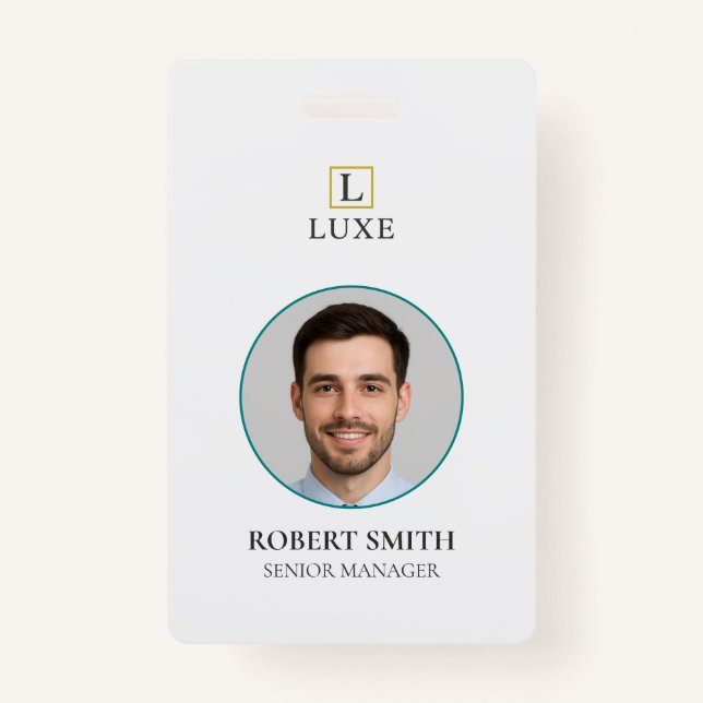 Custom Employee ID Badge with Photo & Barcode (Front)
