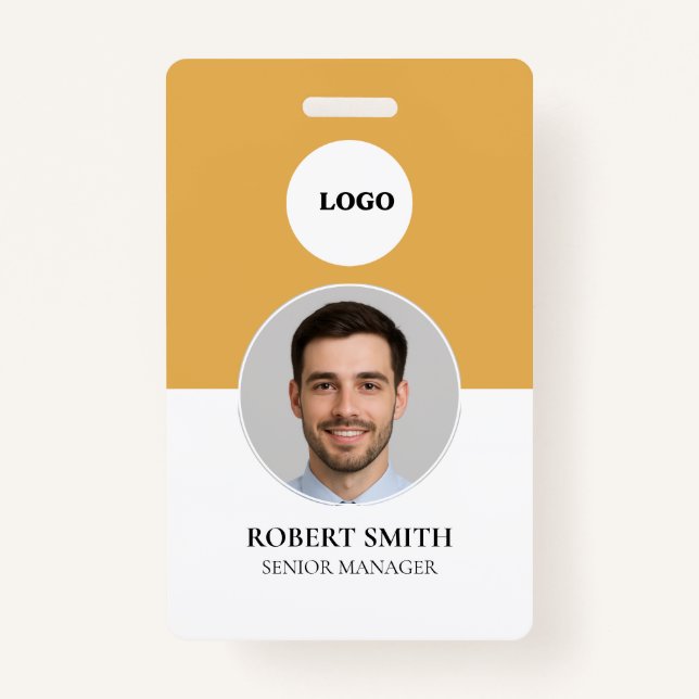 Custom Employee ID Badge with Photo & Barcode (Front)