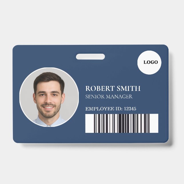 Custom Employee ID Badge with Photo & Barcode (Front)