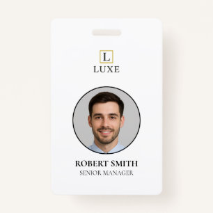 Custom Employee ID Badge with Photo & Barcode