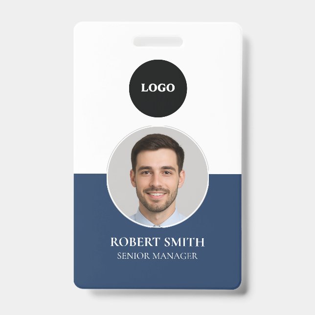 Custom Employee ID Badge with Photo & Barcode (Front)