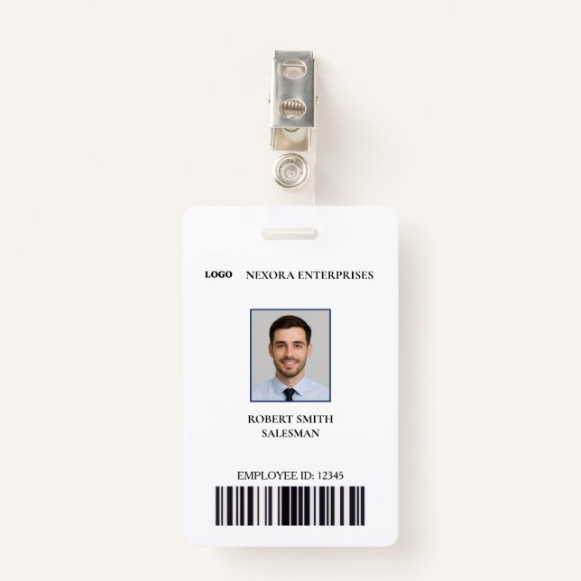 Custom Employee ID Card | COMPANY NAME ID Badge (Front with Clip)