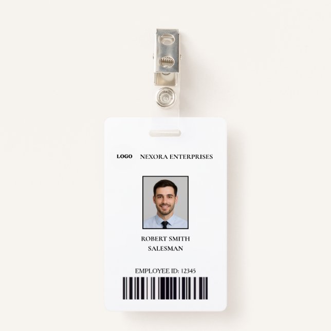 Custom Employee ID Card | COMPANY NAME ID Badge (Front with Clip)