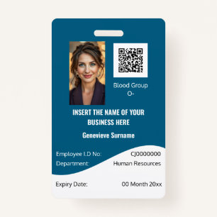 CUSTOM employee ID card dusky blue white ID Badge