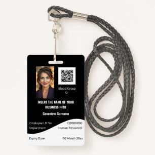 CUSTOM employee ID card editable black white ID Badge
