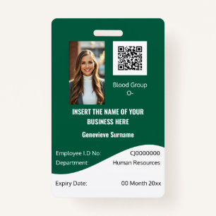 CUSTOM employee ID card modern green white ID Badge