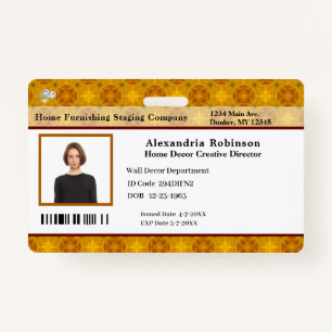 Custom Employee ID Identification Photo Bar Code  ID Badge