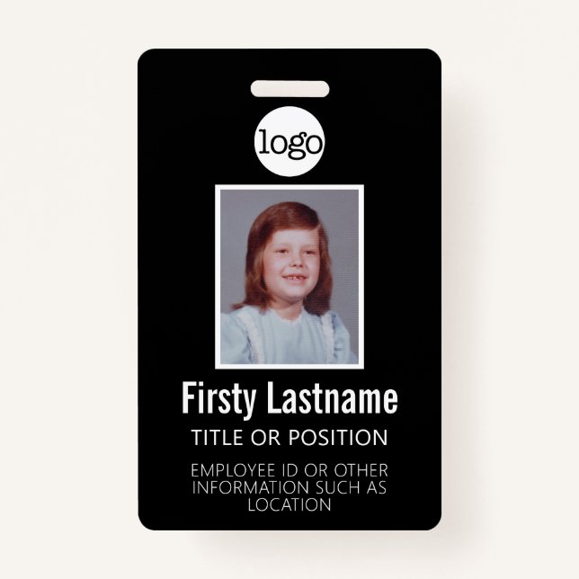 Custom Employee ID - Photo, Bar Code, Logo, Name ID Badge (Front)
